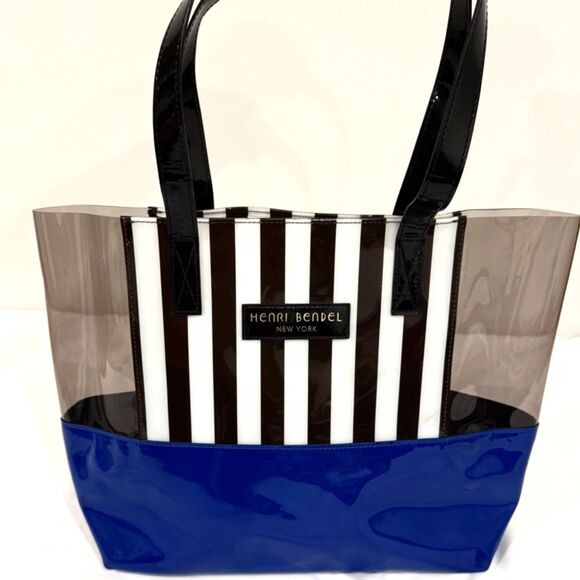 Henri Bendel Medium Size Iconic Striped PVC Tote Bag - Picture 10 of 11